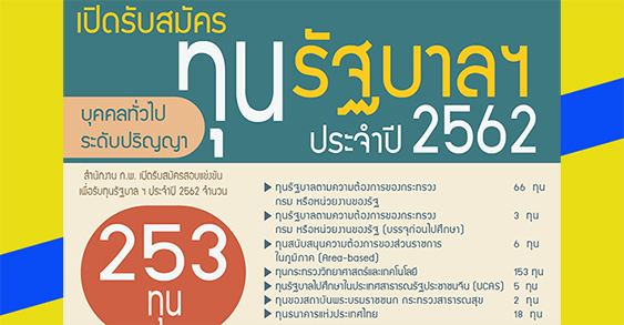 ทุนรัฐบาล ปี 2562