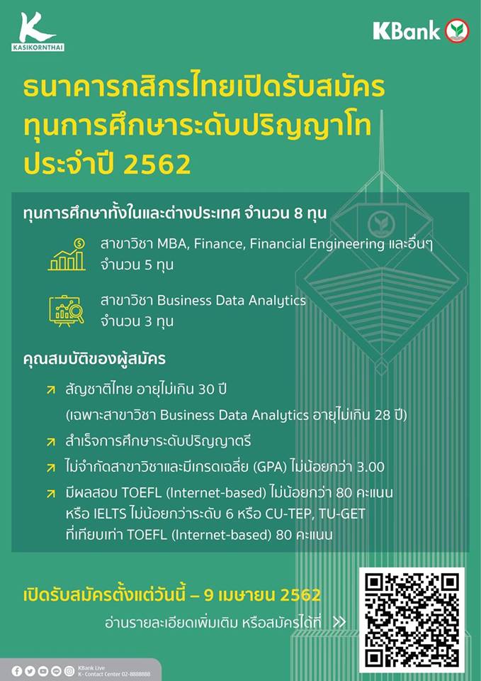 ทุนธนาคารกสิกรไทย 2562