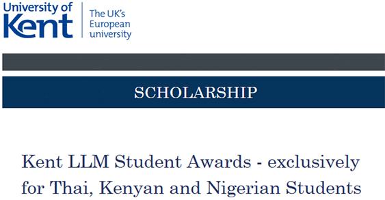 Kent LLM Student Awards สำหรับนักศึกษาไทย