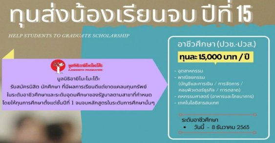 ทุนส่งน้องเรียนจบ ปีที่ 15