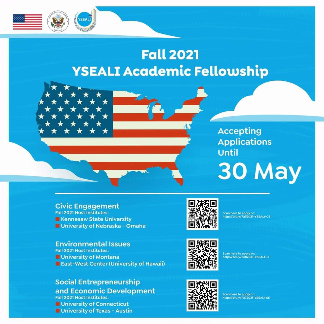 ทุนแลกเปลี่ยน YSEALI
FALL 2021
YSEALI ACADEMIC FELLOWSHIP